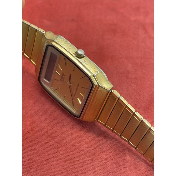 Vintage 1980s Seiko H357-5009 LCD Digital Watch New Battery 7” Running Ana Digi - Picture 9 of 16